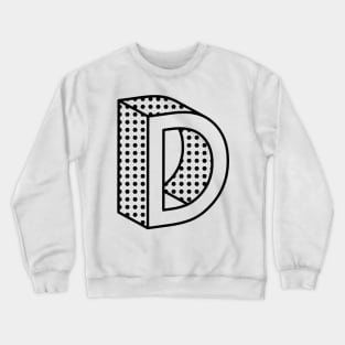 3D Ben Day Dot Isometric Letter D Crewneck Sweatshirt